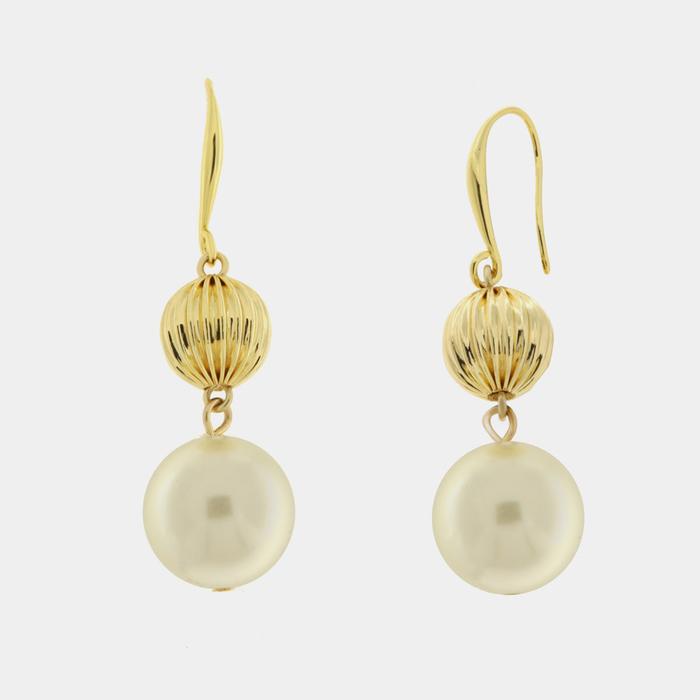Boucles d'oreilles en métal avec pendentif perle