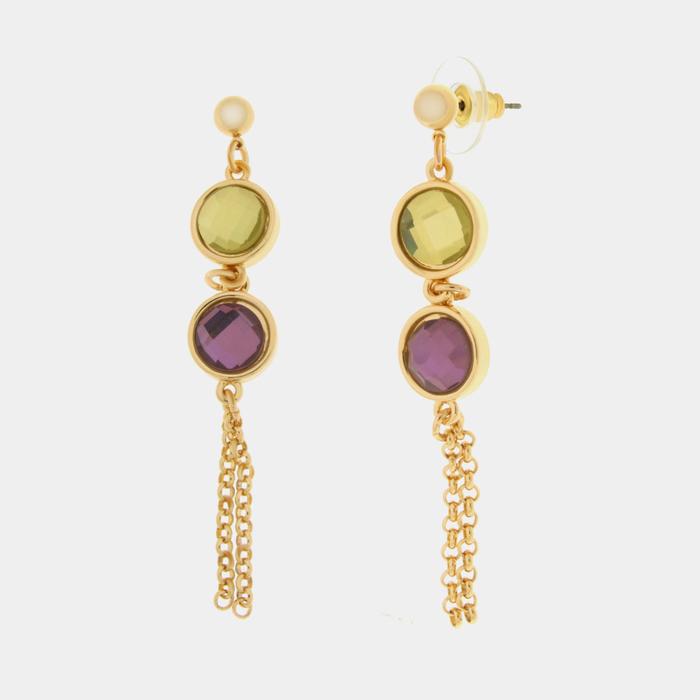 Boucles d'oreilles en métal avec cristaux suspendus