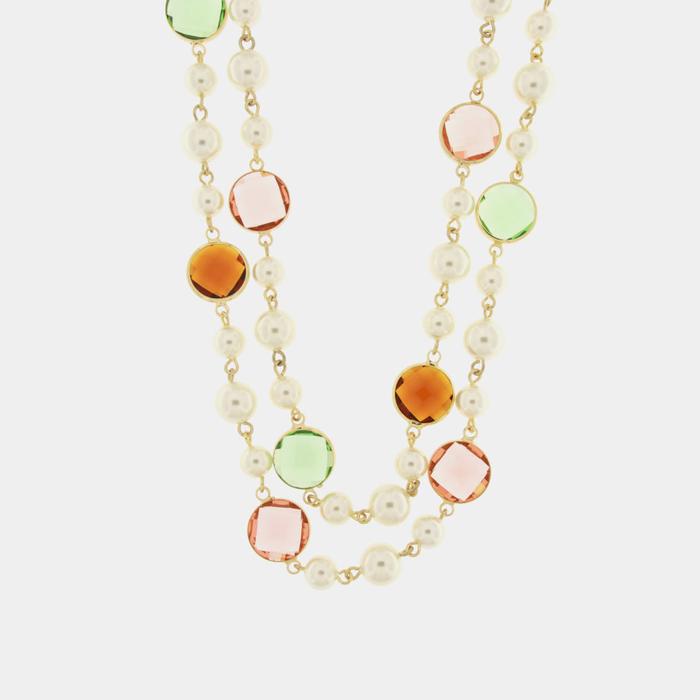 Collier en métal avec perles et cristaux