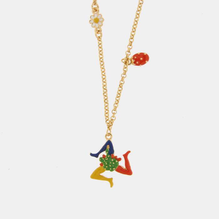 Collier en métal avec Trinacria et Cactus