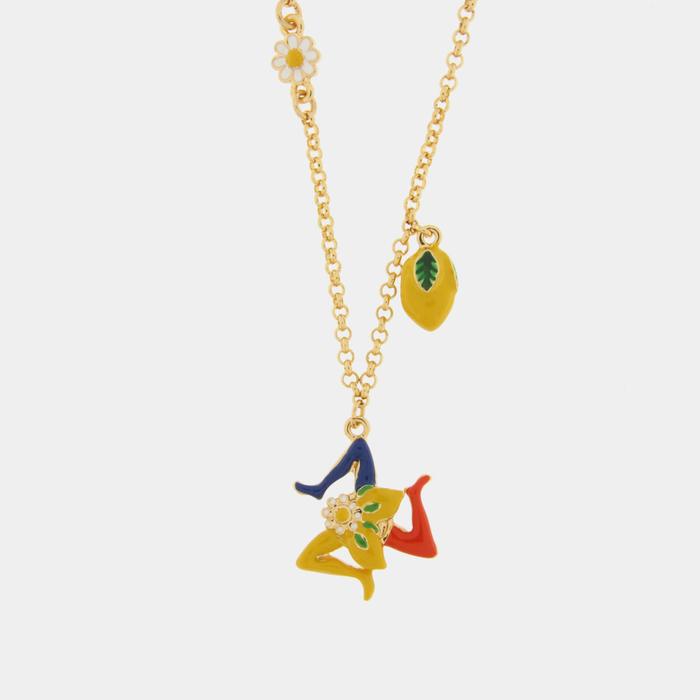 Collier en métal avec Trinacria et citrons