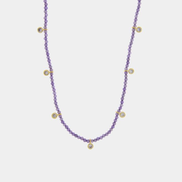 Collana in Metallo con pietre viola e zirconi