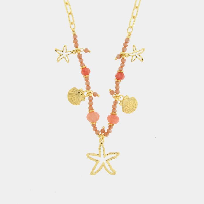 Collier en métal avec animaux marins