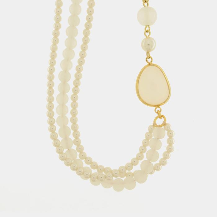 Collana in Metallo con multifilo di perle e cristallo