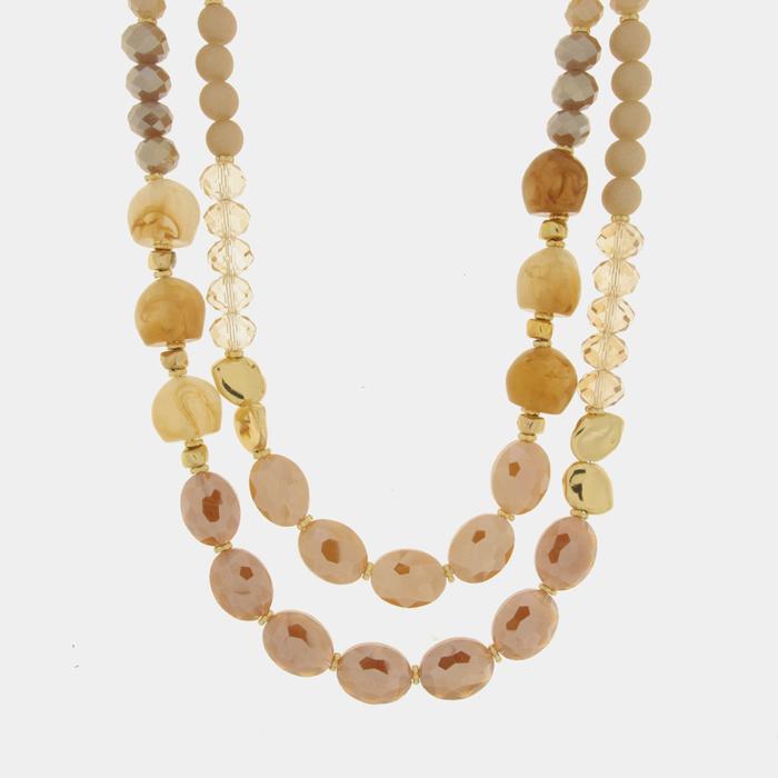 Collana in Metallo con pietre nelle sfumature del rosa antico