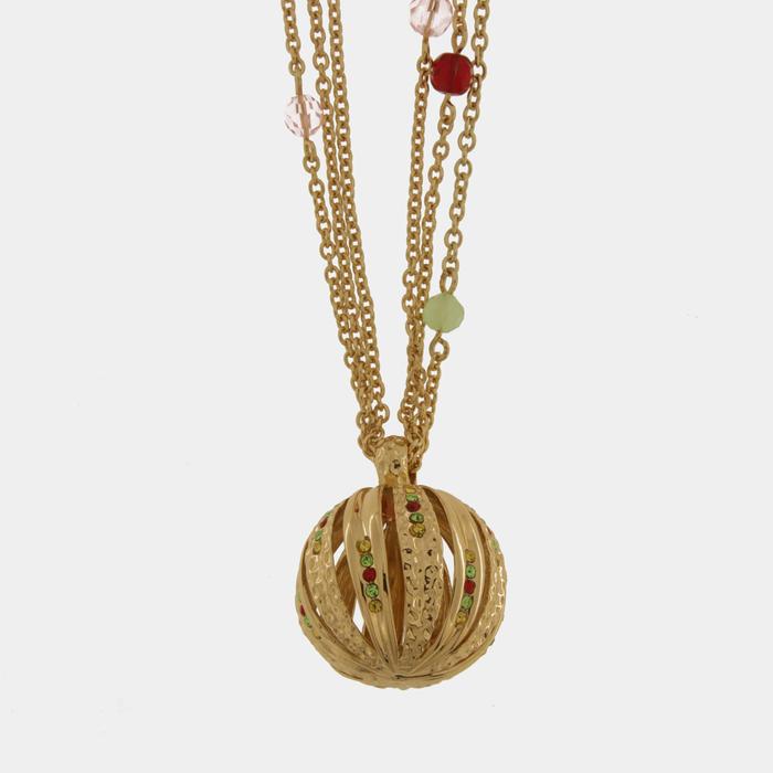 Collana in Metallo con pendenti tondi e zirconi multicolor