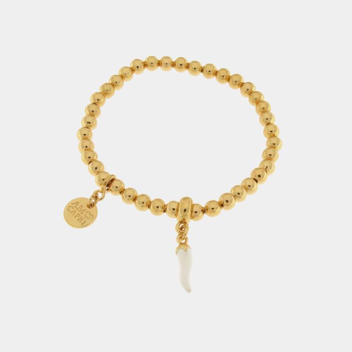 Bracelet en métal avec corne blanche