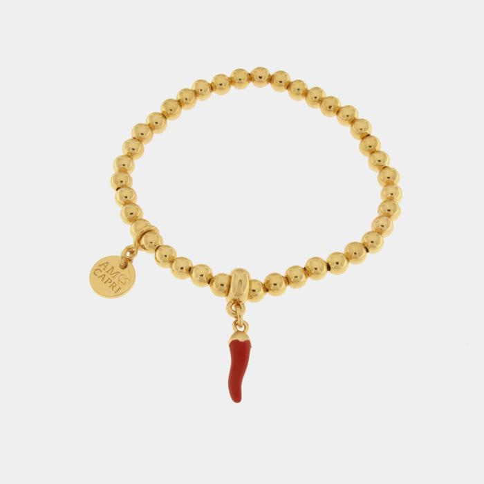 Metal Bracelet with Red Horn