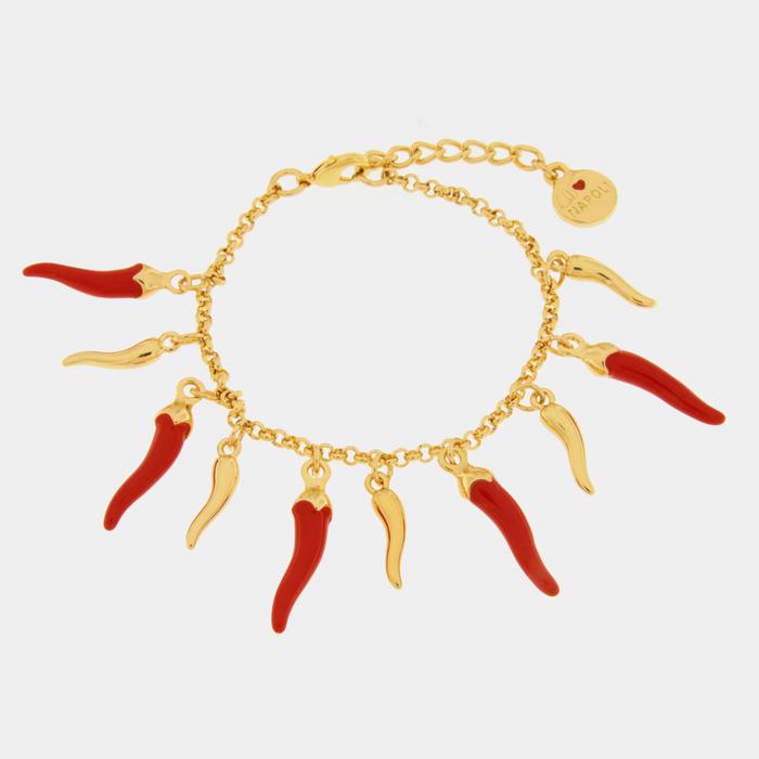 Metal Bracelet with Red and Gold Horns
