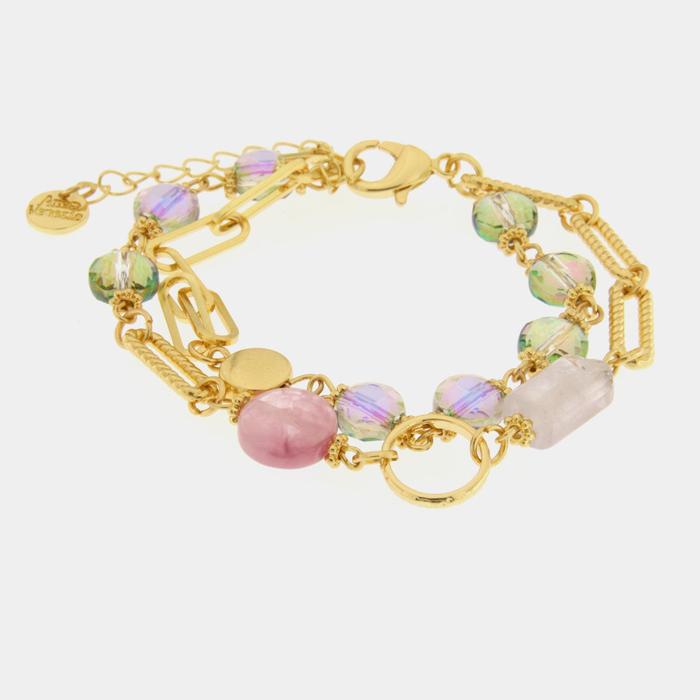 Bracciale in Metallo multifilo con cristalli e pietre viola