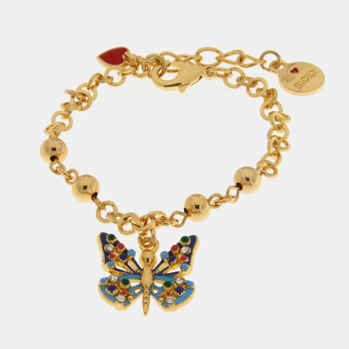 Metal Bracelet with Colorful Butterfly