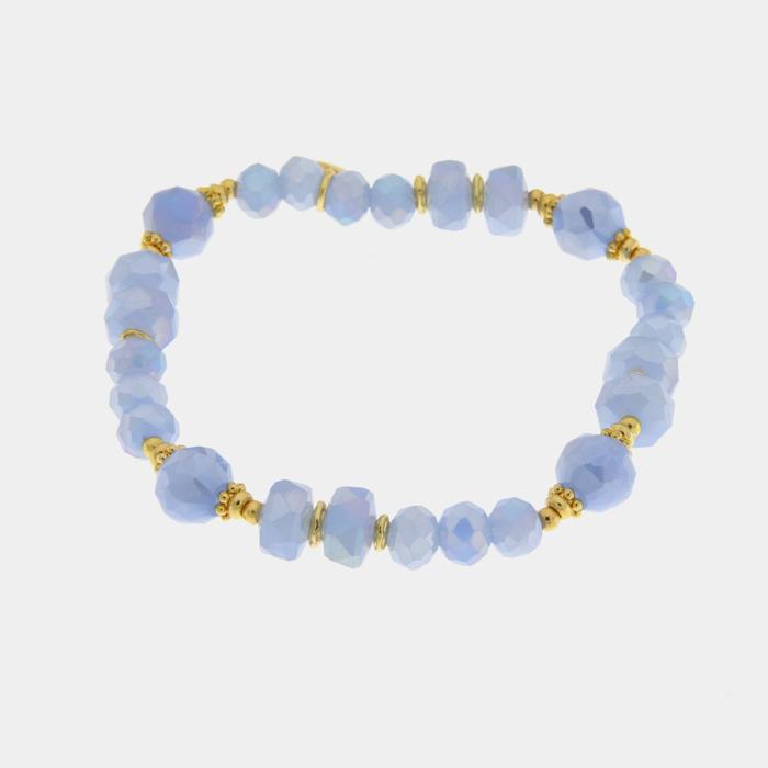 Bracciale in Metallo con sfere azzurre e dettagli dorati