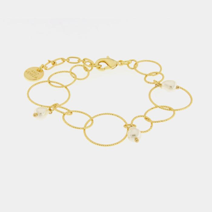 Bracelet en métal avec cercle et perles