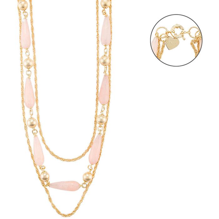 Collier goutte en jade rose
