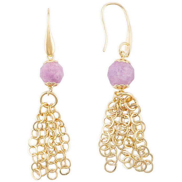 Boucles d'oreilles en jade à facettes