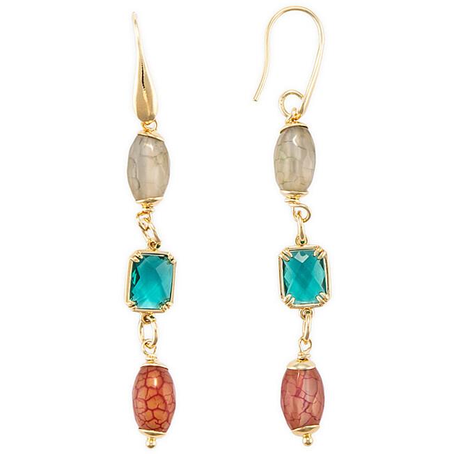 Boucles d'oreilles en agate de verre multicolore