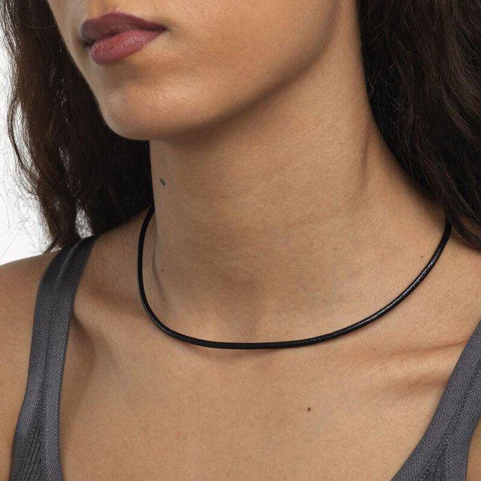 Collana Cuoio Nero 42 cm