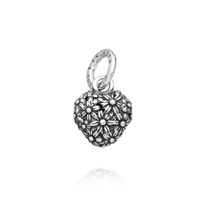 Small Daisy Heart Charm