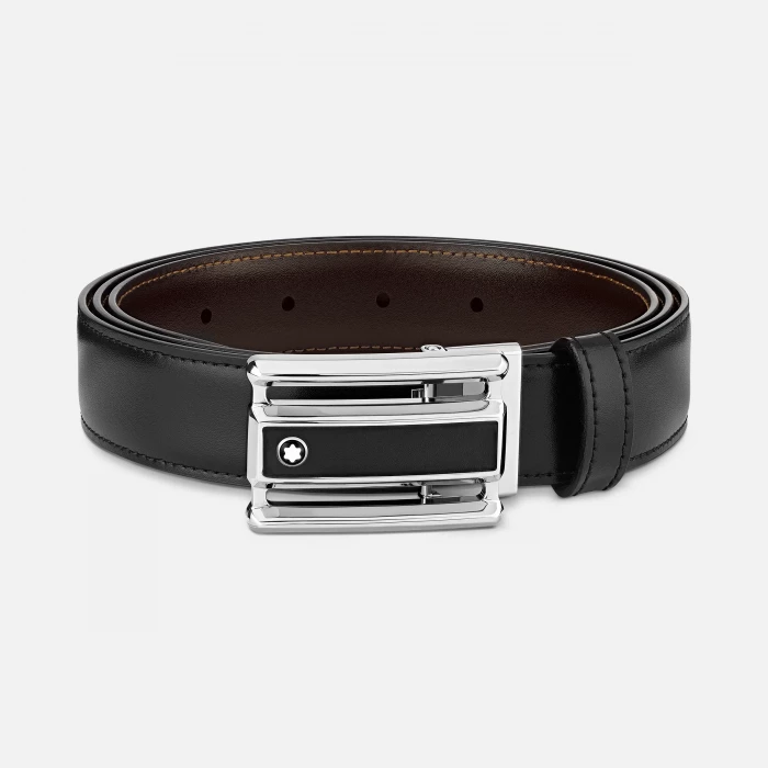 Cintura reversibile in pelle nera/marrone 30 mm