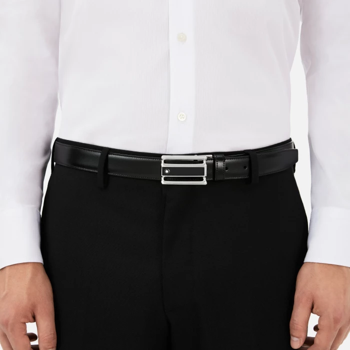 Cintura reversibile in pelle nera/marrone 30 mm