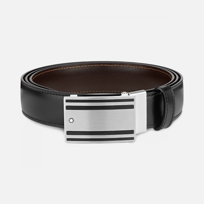 Cintura reversibile in pelle nera/marrone 30 mm