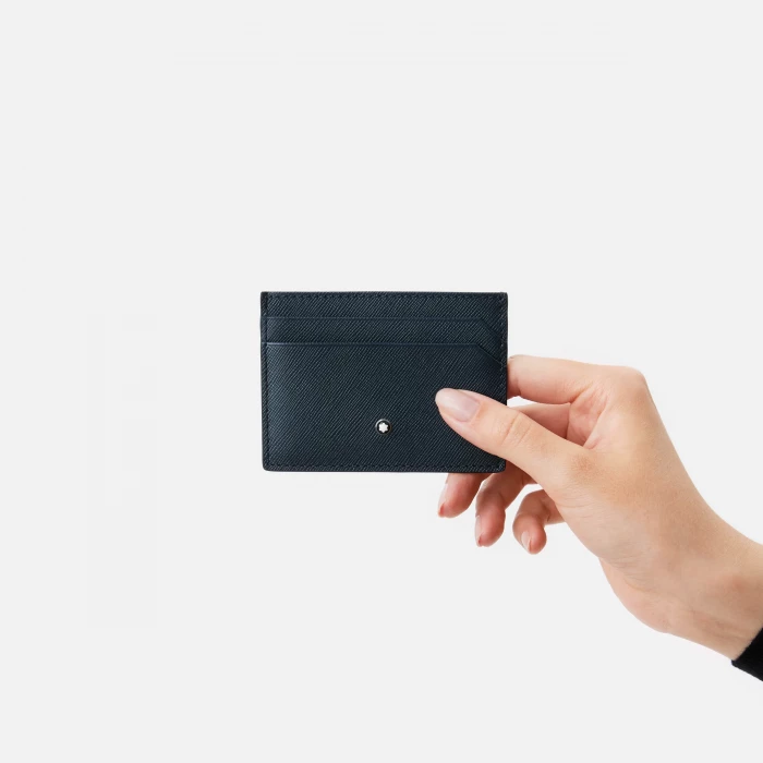 Porta carte di credito tascabile blu 5 scomparti Montblanc Sartorial
