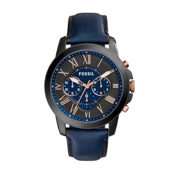 Cronografo Grant con cinturino in pelle blu navy - gioielleriaperdichizzi.it