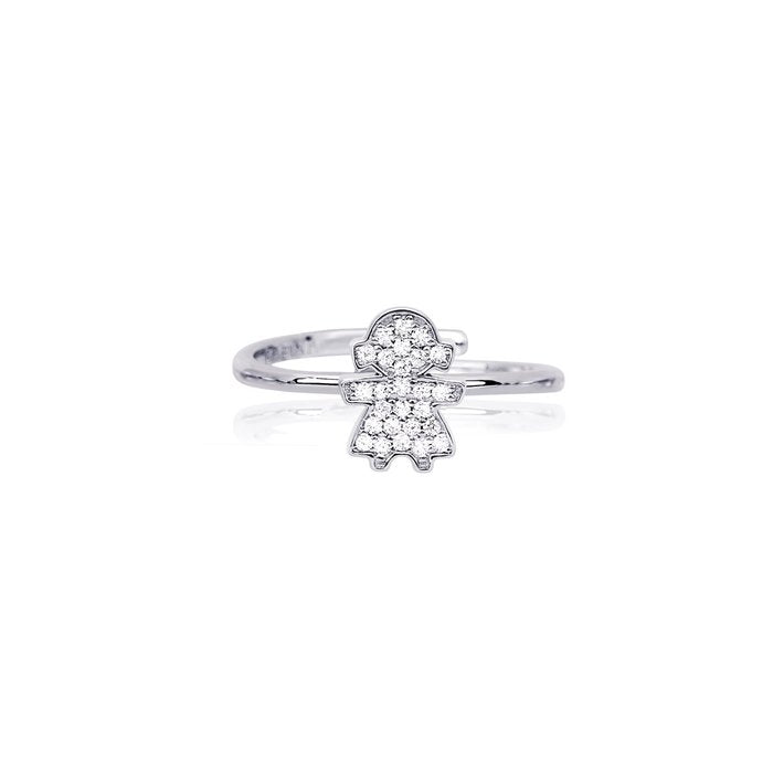 Open ring for baby girl with zirconia