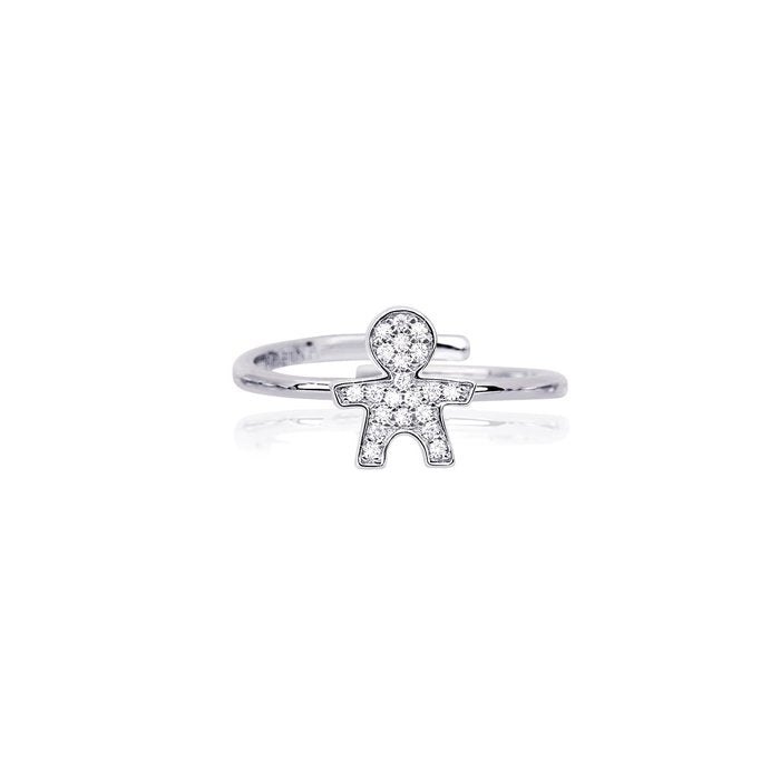 Open ring for baby with zirconia