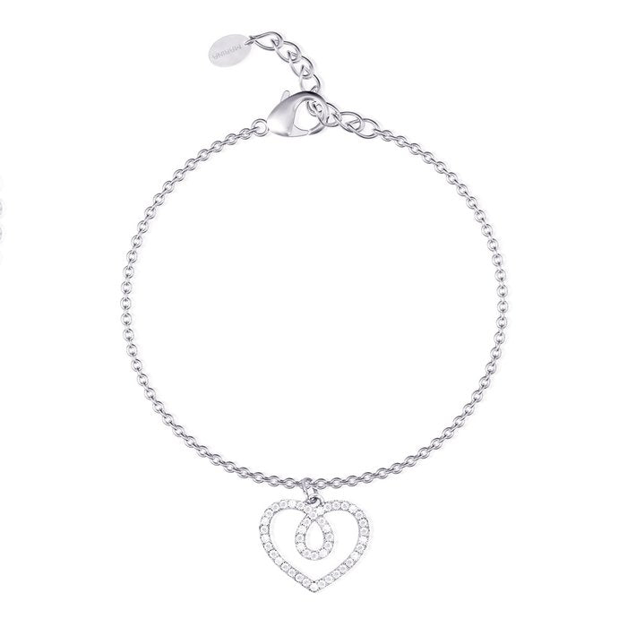 Heart bracelet with zirconia intertwining
