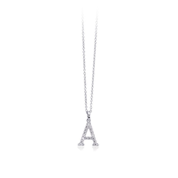 Collier pendentif lettre A zircone