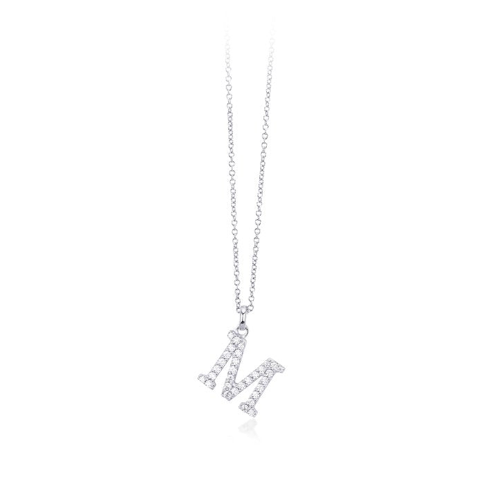 Collier pendentif lettre M zircone