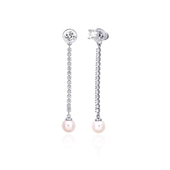 Boucles d'oreilles pendantes en perles et strass