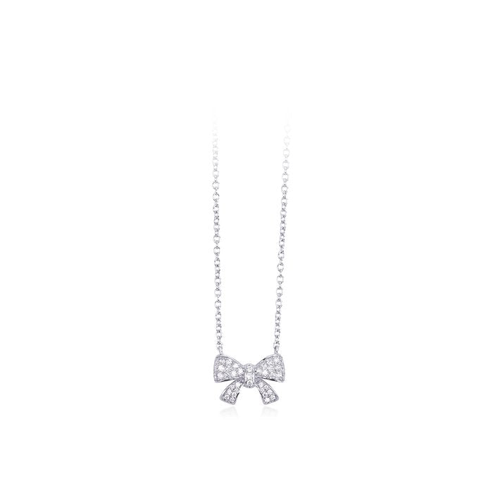 Collier ras du cou avec pendentif nœud et zircone