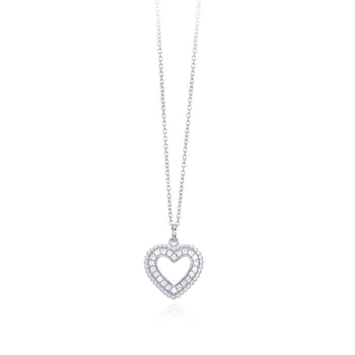 Collier ras du cou avec pendentif coeur et strass