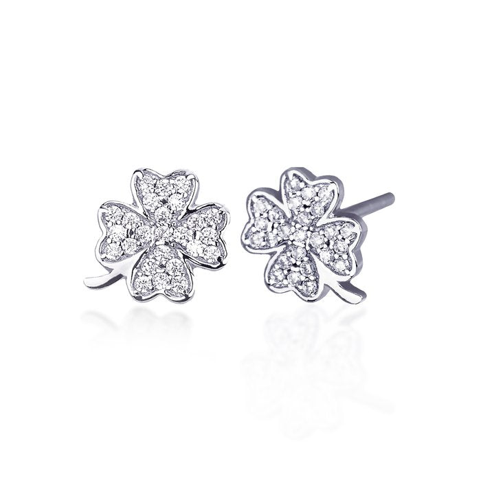 Boucles d'oreilles en strass avec trèfle à quatre feuilles