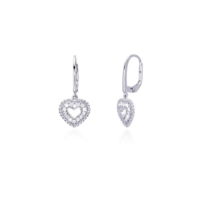 Boucles d'oreilles pendantes en strass en forme de cœur