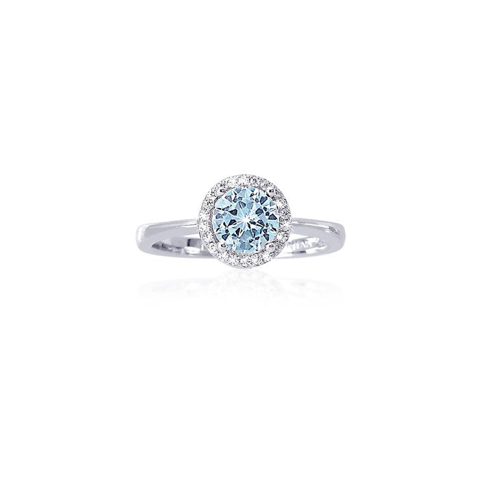 Solitaire ring zircon stone aquamarine