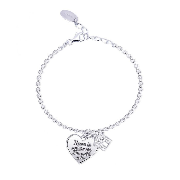 Heart pendant bracelet + rhinestone house
