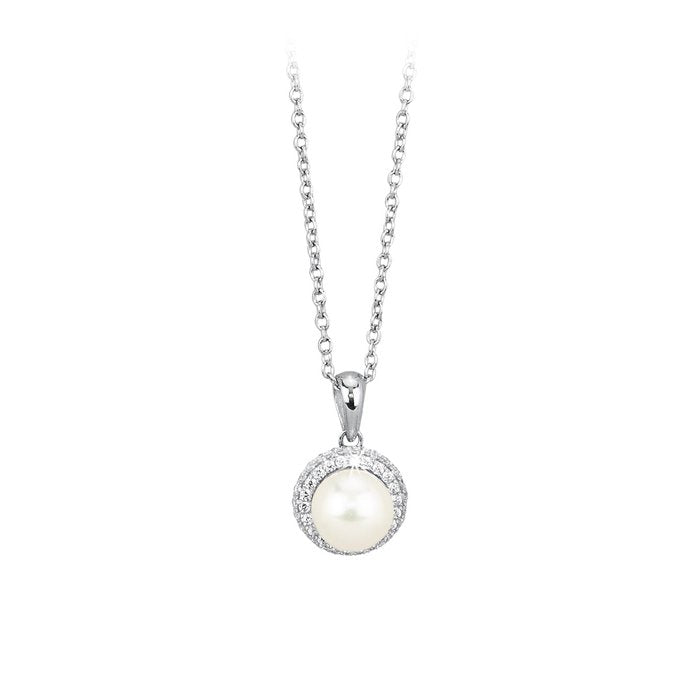 Collier ras du cou avec pendentif en perles et strass