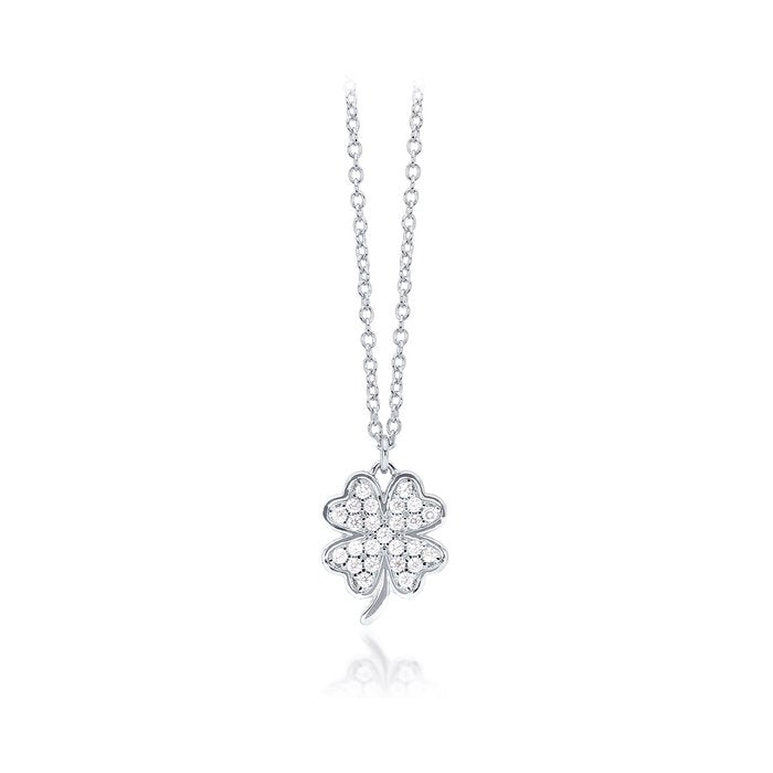 Collier ras du cou pendentif trèfle strass