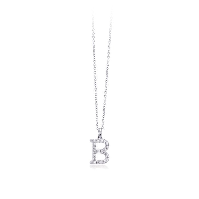 Collier ras du cou pendentif lettre B zircone