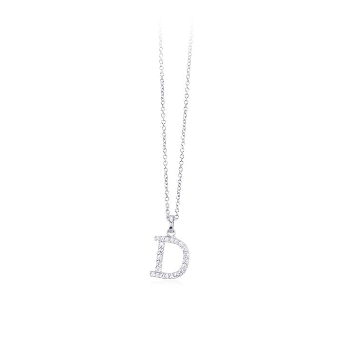 Collier pendentif lettre D zircone