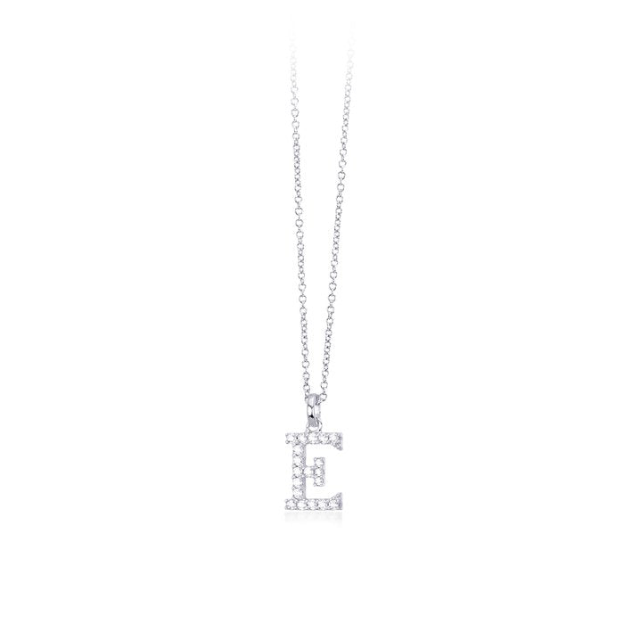 Collier ras du cou pendentif lettre E zircone