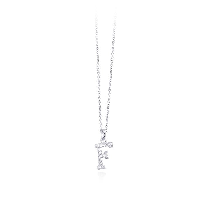 Collier pendentif lettre F zircone