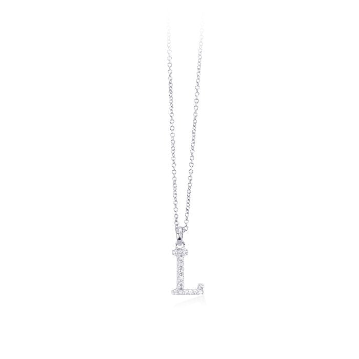 Collier pendentif lettre L zircone