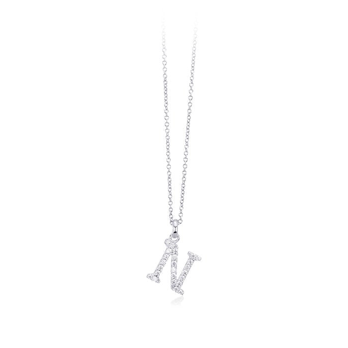 Collier ras du cou pendentif lettre N zircone
