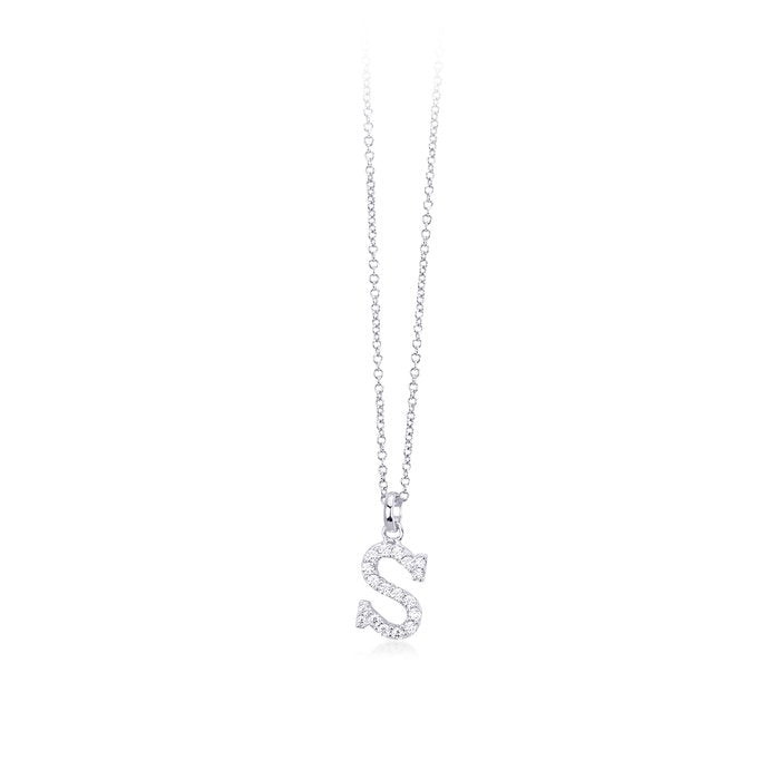 Collier pendentif lettre S zircone