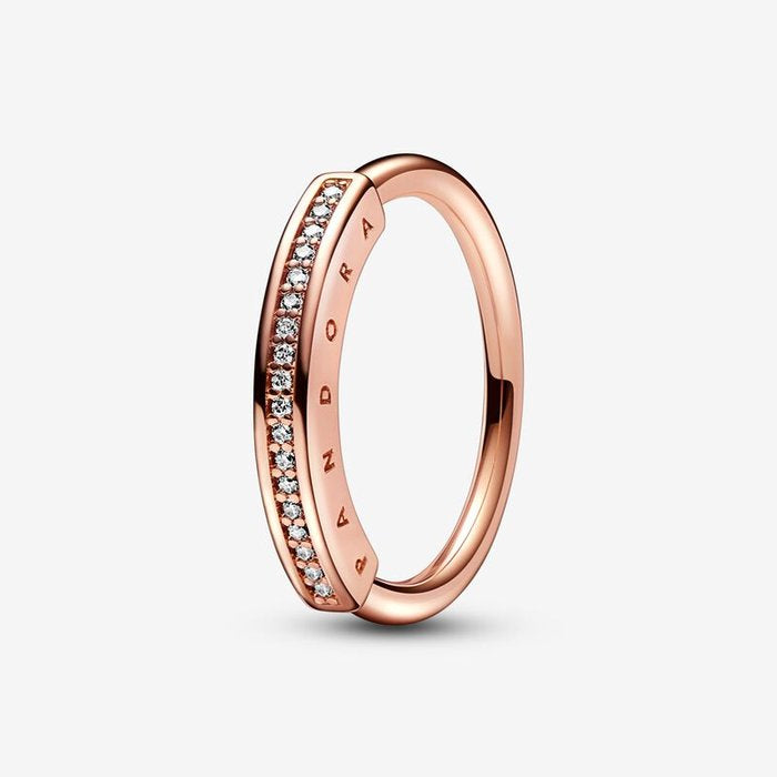 Anello Fascia Pavé e Logo