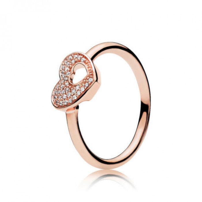 Anello rosè cuore scintillante